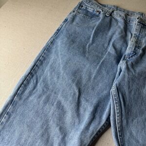 Wrangler Jeans Mens 42x30 Blue 100% Cotton Premium Denim Regular Fit Straight *